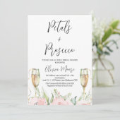 トールグラス花びらとプロセッコブライダルシャワー 招待状 (スタンド正面)