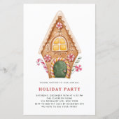 トールジンジャーブレッドハウスホリデーパーティー招待状 (正面)