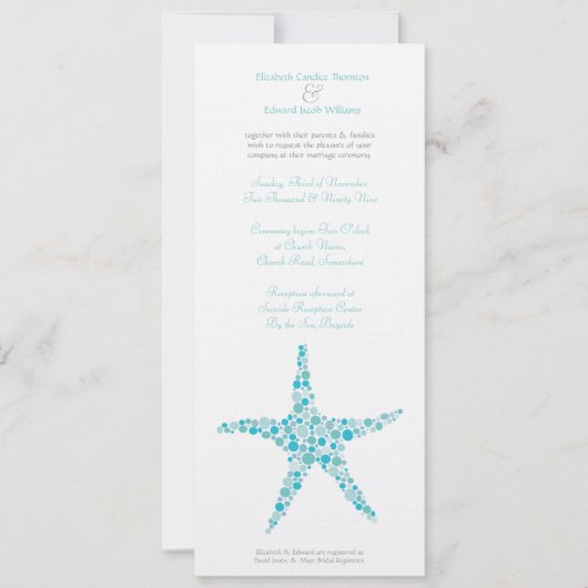 トールズア結婚クアターコイズヒトデ招待状 招待状 (正面)