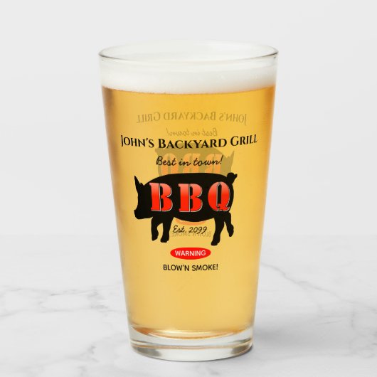 トールビールソーダ飲みグラスHome Grill BBQ タンブラーグラス (ドリンク正面)