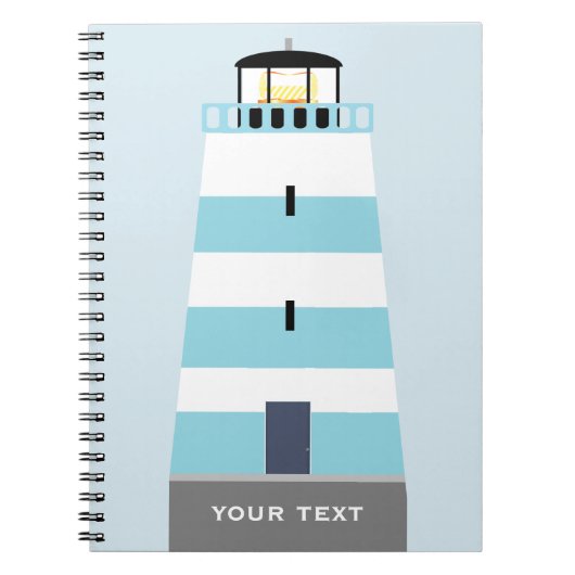 トールブルーとホワイトライトハパーソナライズされたウス ノートブック (正面)