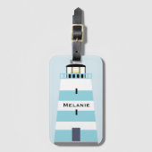 トールブルーとホワイトライトハパーソナライズされたウス ラゲッジタグ (正面縦)