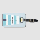 トールブルーとホワイトライトハパーソナライズされたウス ラゲッジタグ (正面横)
