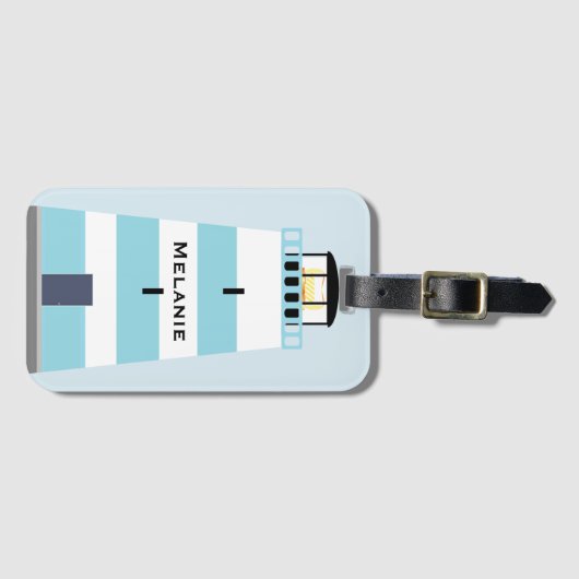 トールブルーとホワイトライトハパーソナライズされたウス ラゲッジタグ