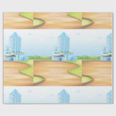 トールブルー建物ラッピング紙 ラッピングペーパー (フラット)