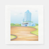 トールブルー建物紙ナプキンス スタンダードランチョンナプキン (正面)