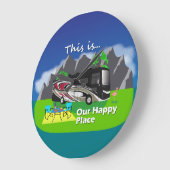 トールPalazzoレッドウォールクロックハッピープレイスRVデコール ラージ壁時計 (傾斜)