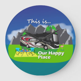 トールPalazzoレッドウォールクロックハッピープレイスRVデコール ラージ壁時計