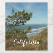 トーレイマツとカリフォルニアの海岸風景 ワインラベル (シングルラベル)