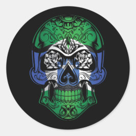 トーレス海峡諸島スカルとバラ国旗 ラウンドシール