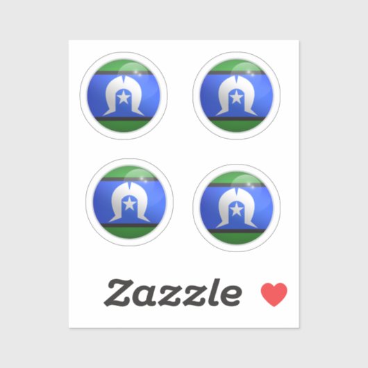 トーレス海峡諸島光沢サークルフラグ シール (シート)