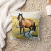 トーンの牧歌的な自然馬 クッション (ブランケット)