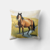 トーンの牧歌的な自然馬 クッション (裏面)