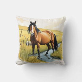 トーンの牧歌的な自然馬 クッション