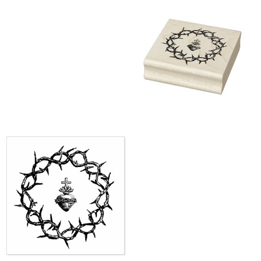 トーンの王冠イエスの聖なるハート ラバースタンプ (押印)