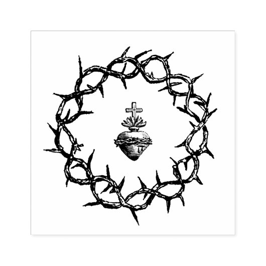 トーンの王冠イエスの聖なるハート ラバースタンプ (インプリント)