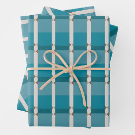 トーンエレガント自然ブルーグレーブラウンジオメトリアート ラッピングペーパーシート