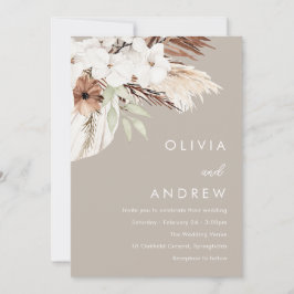 トーンダーク自然ベージュボホ結婚ズ 招待状