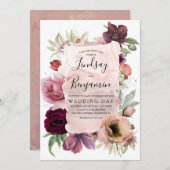 トーンバー自然ガンディフローラヴィンテージウェディング 招待状 (正面/裏面)