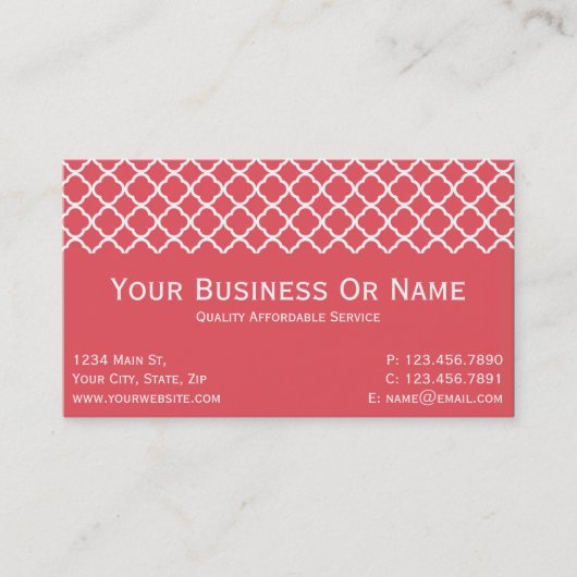 トーンフレンドリー柿ピンクとホワイトクローバー 名刺 (正面)