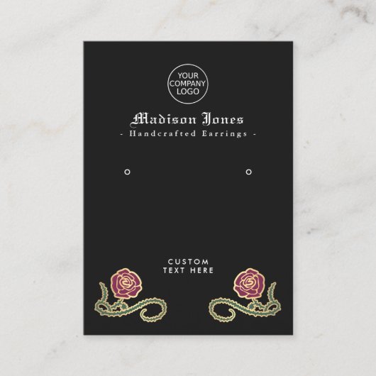 トーンミニマルバラゴシックブラックイヤリングディスプレイ 名刺 (正面)