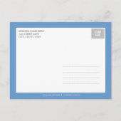 トーンモダンの誕生のお知らせ – 青 案内ポストカード (裏面)