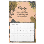 トーンモダンファミリー自然カレンダーの葉 カレンダー (2月 2026)