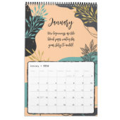 トーンモダンファミリー自然カレンダーの葉 カレンダー (1月 2026)