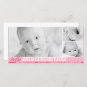 トーンモダンベビーガール誕生発表 案内状 (正面/裏面)