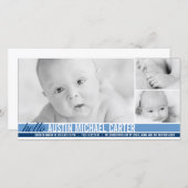 トーンモダン男の赤ちゃんの誕生発表 案内状 (正面/裏面)