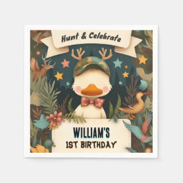 トーンワイルド迷彩柄オディアダック狩り1st birthday スタンダードカクテルナプキン