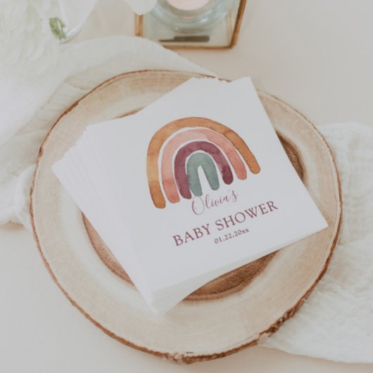 トーン自然ウォーターカラーボホレインボーベビーシャワー スタンダードカクテルナプキン