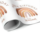 トーン自然ウォーターカラーレインボーネーム誕生日 ラッピングペーパー (ロールコーナー)