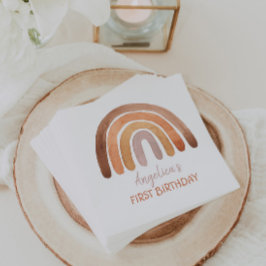 トーン自然ウォーターカラーレインボーファースト誕生日 スタンダードカクテルナプキン