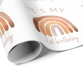 トーン自然ウォーターカラーレインボーファースト誕生日 ラッピングペーパー (ロールコーナー)