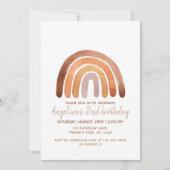 トーン自然ウォーターカラー虹の2nd誕生日 招待状 (正面)