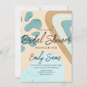 トーン自然シェイプ抽象芸術ブライダルシャワー 招待状 (正面)