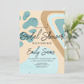 トーン自然シェイプ抽象芸術ブライダルシャワー 招待状 (スタンド正面)