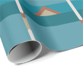 トーン自然ブラウン、青いジオメトエレガントモダンリ ラッピングペーパー (ロールコーナー)