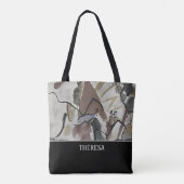 トーン自然ヴィンテージ抽象芸術アートトートバッグ トートバッグ (裏面)