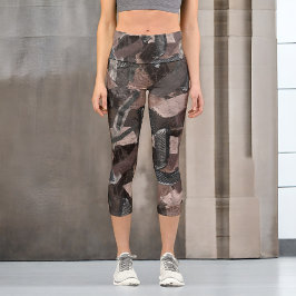 トーン自然抽象芸術幾何学的リボンテクスチャ カプリレギンス