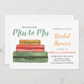 ト恋しく思ゥミセストラベルテーマブライダルシャワー|スーツケース 招待状 (正面/裏面)