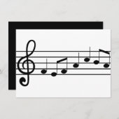 ト音記号およびノート: 楽譜 招待状 (正面/裏面)