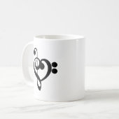 ト音記号とヘ音記号 ミュージシャン 音楽 ハート コーヒーマグカップ (正面左)