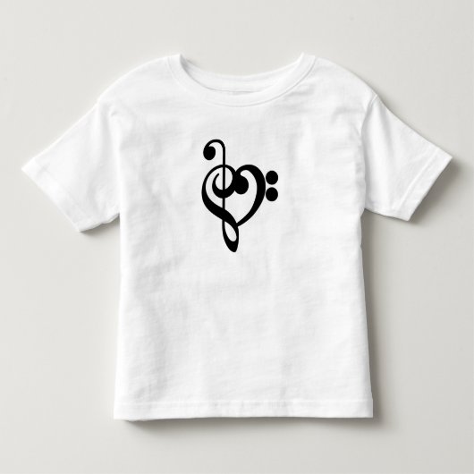 ト音記号とヘ音記号 ミュージシャン 音楽 ハート トドラーTシャツ (正面)