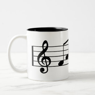 ト音記号のすてきなパパのコーヒー・マグ音楽ノート ツートーンマグカップ