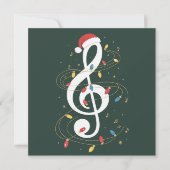 ト音記号のクリスマスイルミネーション - 音楽愛好家 ミュージシャン シーズンカード (正面)