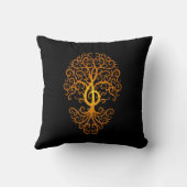 ト音記号の木、黄色及び黒 クッション (裏面)