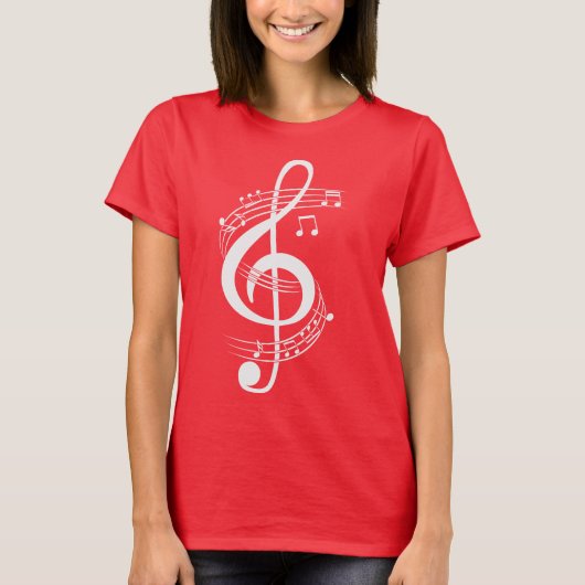 ト音記号の楽譜 音符 アート Tシャツ (正面)