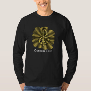 ト音記号落書きゴールド Tシャツ